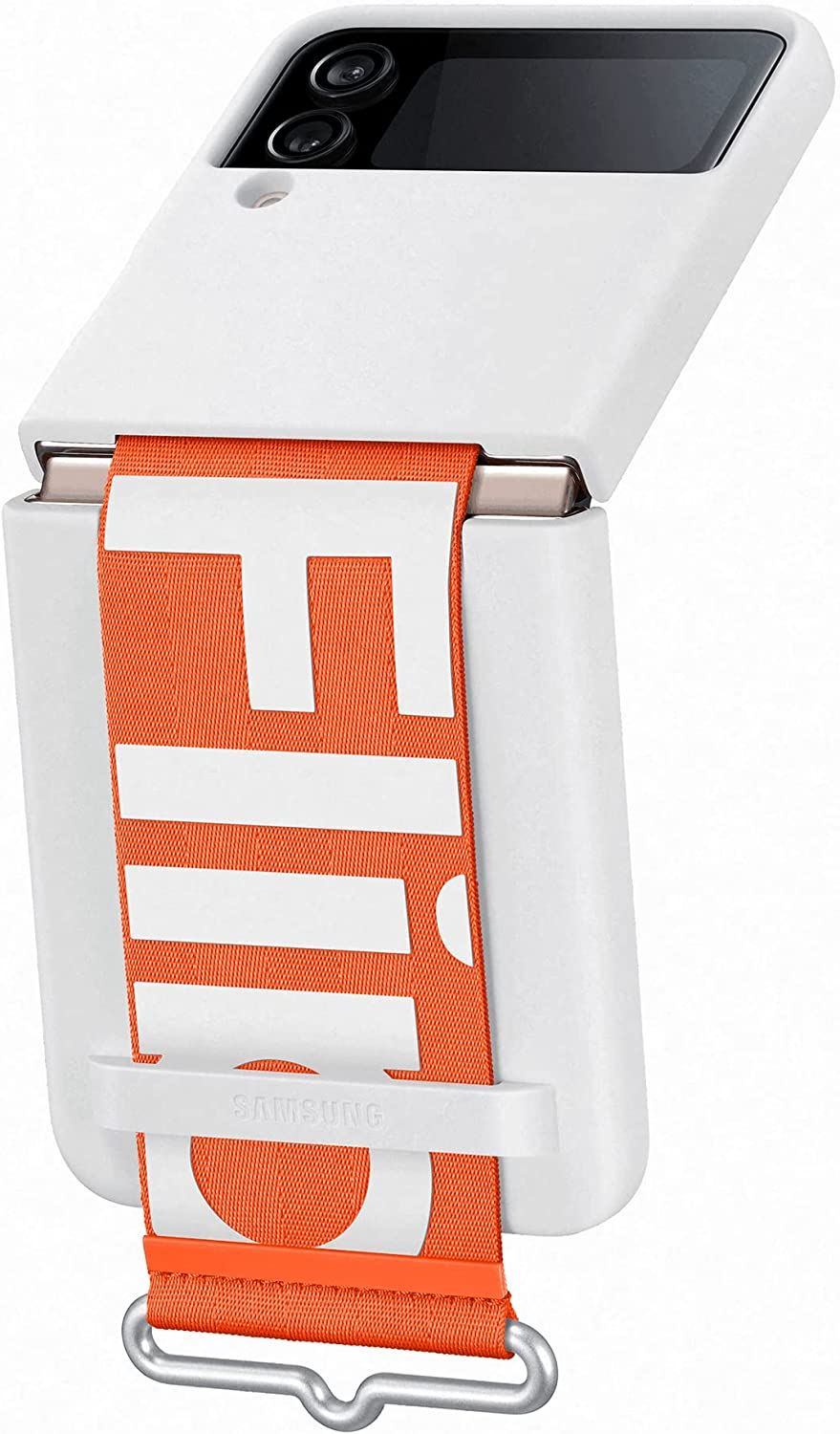 Official Samsung Galaxy Z Flip 4 Silicone Cover with Strap White - EF-GF721TWEGWW
