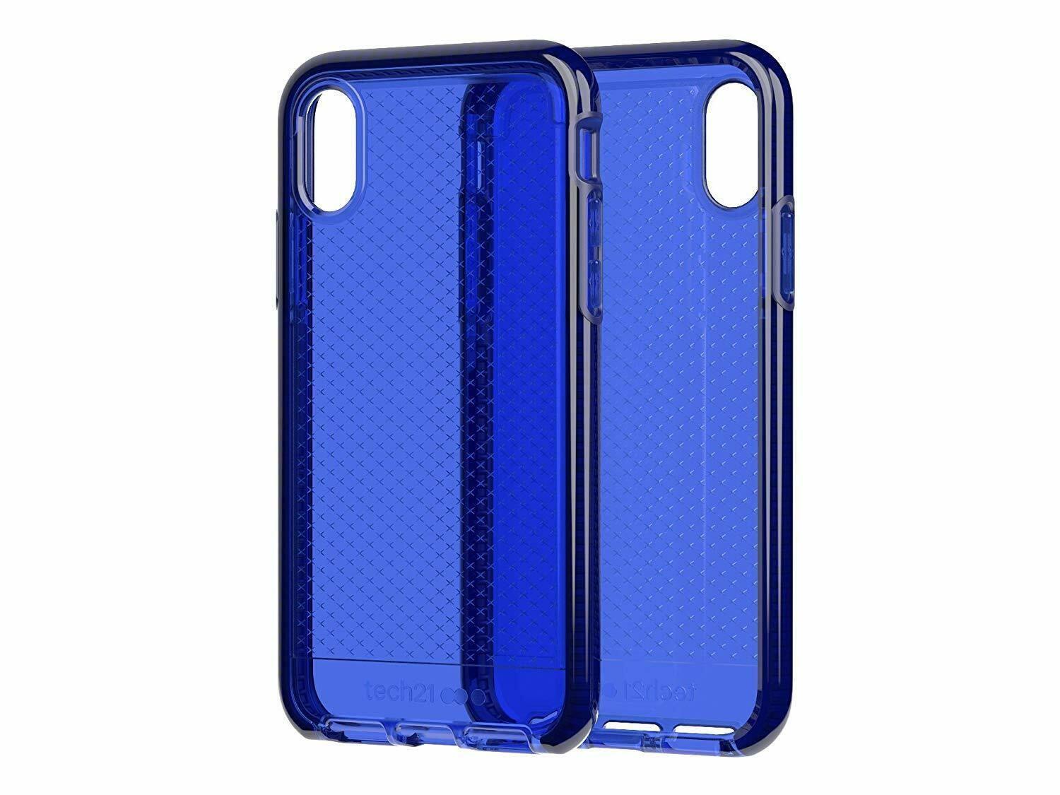 Tech21 Protective Apple iPhone XS Max Case Thin Patterned Back Cover with FlexShock - Evo Check - Midnight Blue