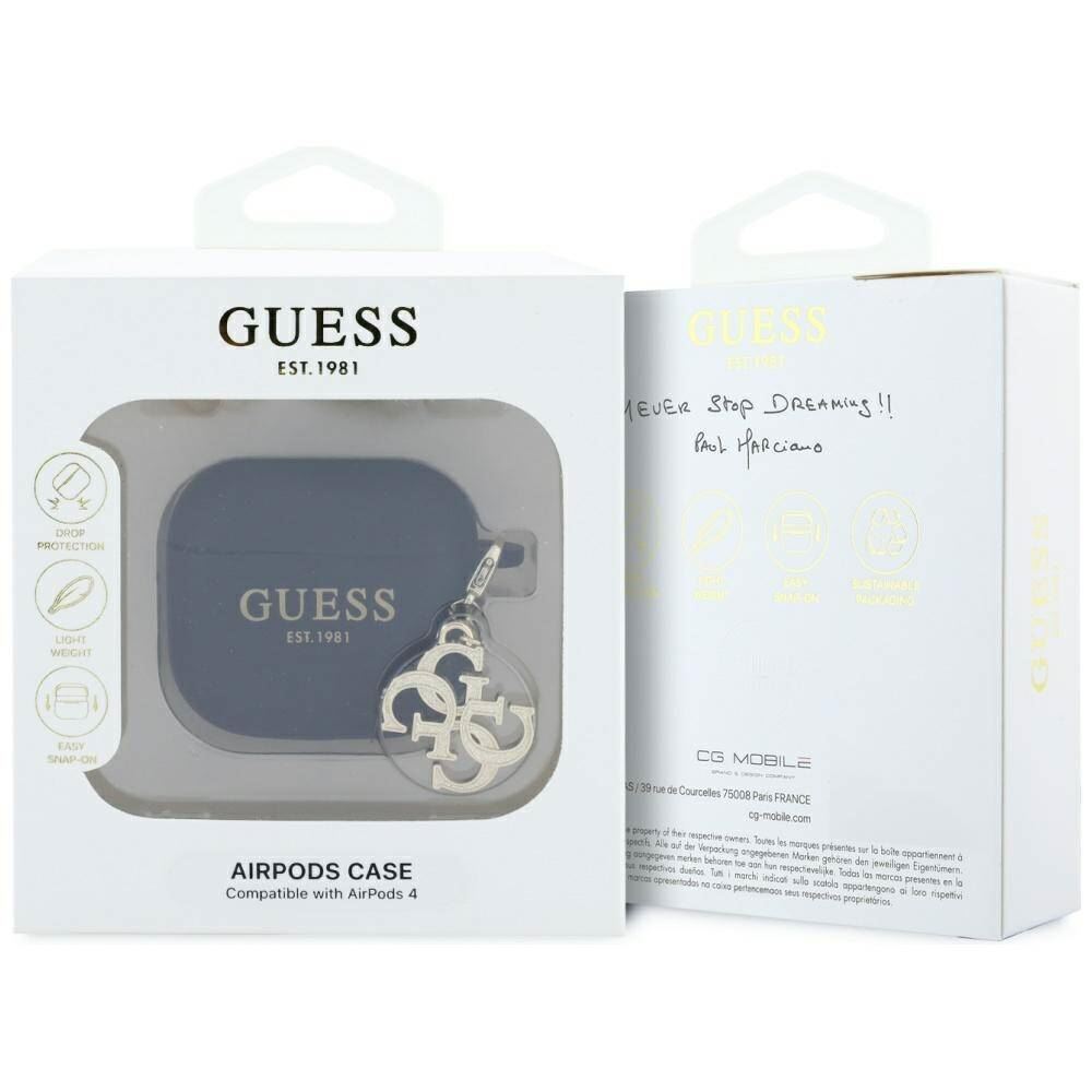 Guess 4G Silicone Charm Case for AirPods 4 Black - GUA4LECG4K