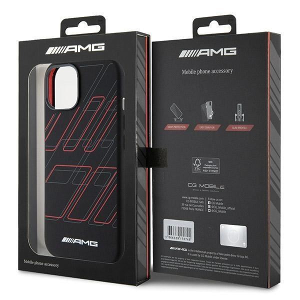 Official Mercedes AMG Large Rhombuses Pattern Silicone Case with MagSafe for iphone 15 6.1" Black - AMHMP15S23SSPK