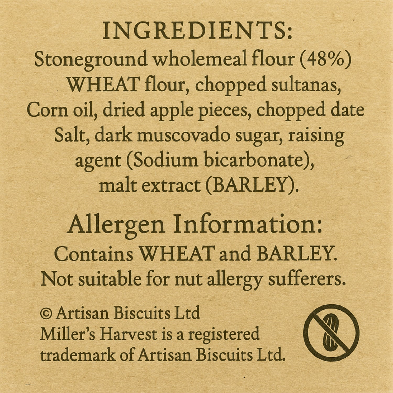 Millers Harvest Three-Fruit Crackers - Apple, Sultana and Date - 125g