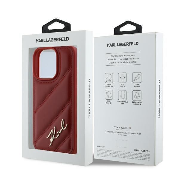 Karl Lagerfeld Quilted Signature Case for iPhone 16 Pro Max 6.9" Red
