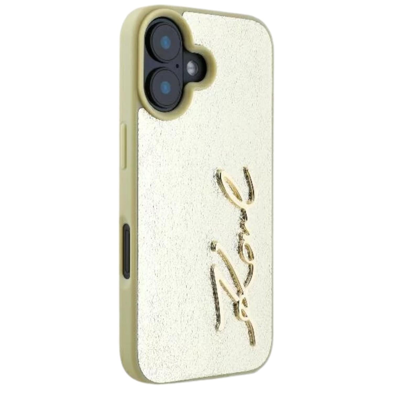 Karl Lagerfeld Metal Signature Case for iPhone 16 6.1" Gold - KLHCP16SPFMFBKMD