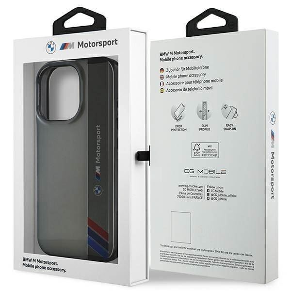 BMW Motosport IML Vertical Stripe Case for iPhone 16 Pro 6.3" Grey - BMHCP16L23HTFEG