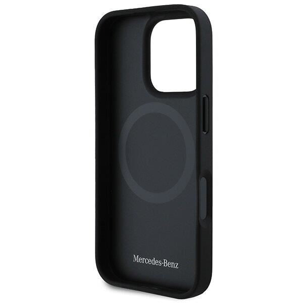 Mercedes Textured And Plain Leather Case with MagSafe for iPhone 16 Pro Max 6.9" Black - MEHMP16X23RBARK