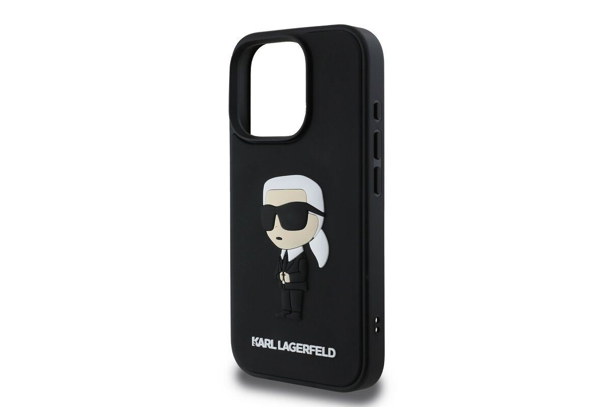 Karl Lagerfeld 3D Rubber Ikonik Case for iPhone 16 Pro 6.3" Black - KLHCP16L3DRKINK
