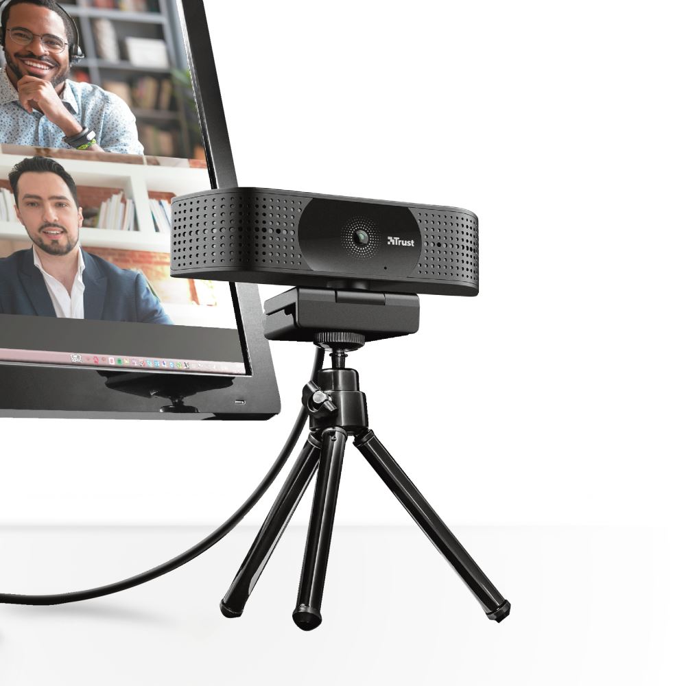 Official Trust TW-350 4K Webcam with Tripod Stand Black - 24422