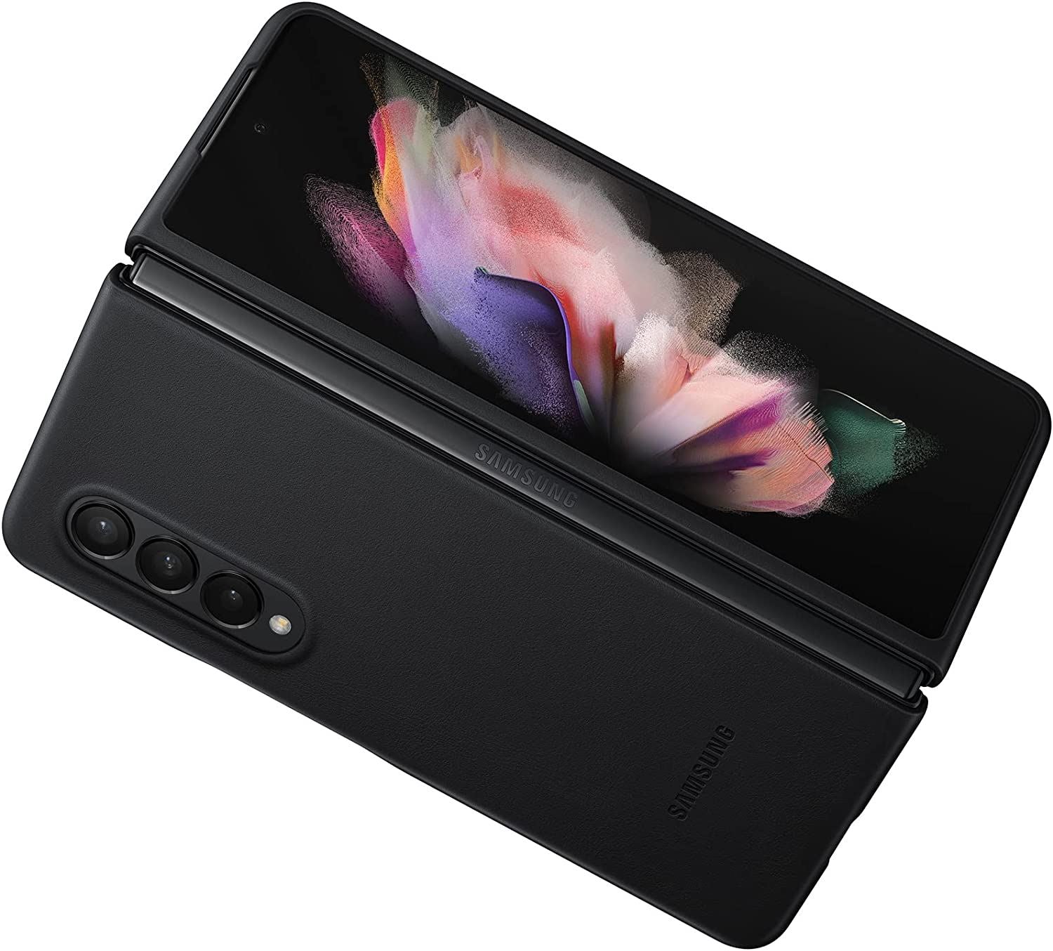 Official Samsung Galaxy Z Fold 3 Leather Cover Black - EF-VF926LBEGWW