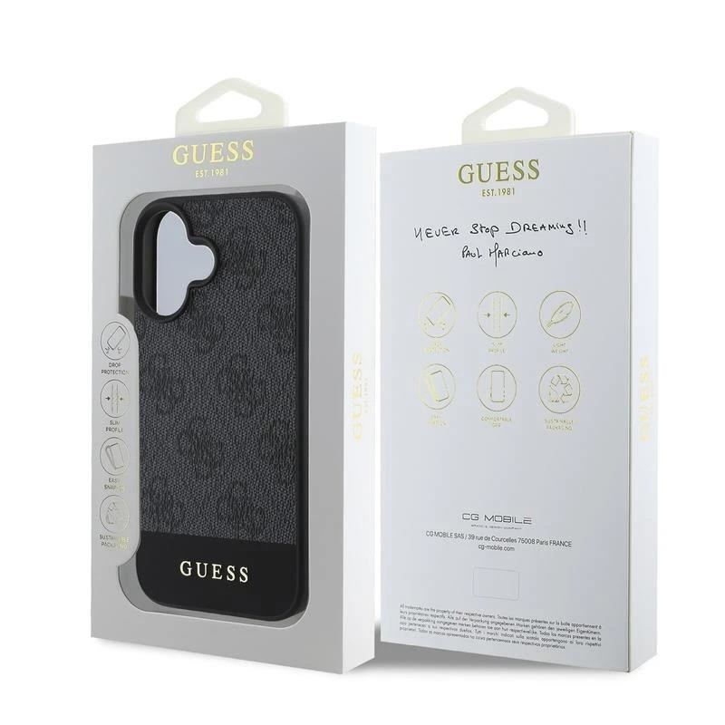 Guess PU 4G Stripe Case for iphone 16 6.1" Black - GUHCP16SG4GLGR