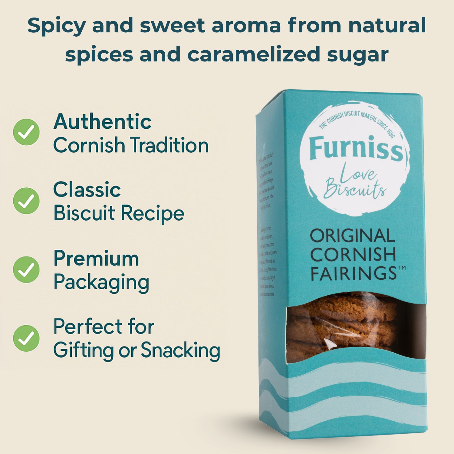 Furniss Original Cornish Fairings Flavour Crunchy Biscuits 200g - Pack of 1