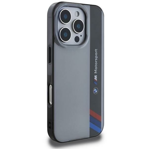 BMW Motosport IML Vertical Stripe Case for iPhone 16 Pro 6.3" Grey - BMHCP16L23HTFEG