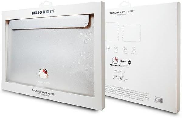 Hello Kitty PU Metal Logo Sleeve for 14" Laptop Silver - HKCS14PGHDLMS