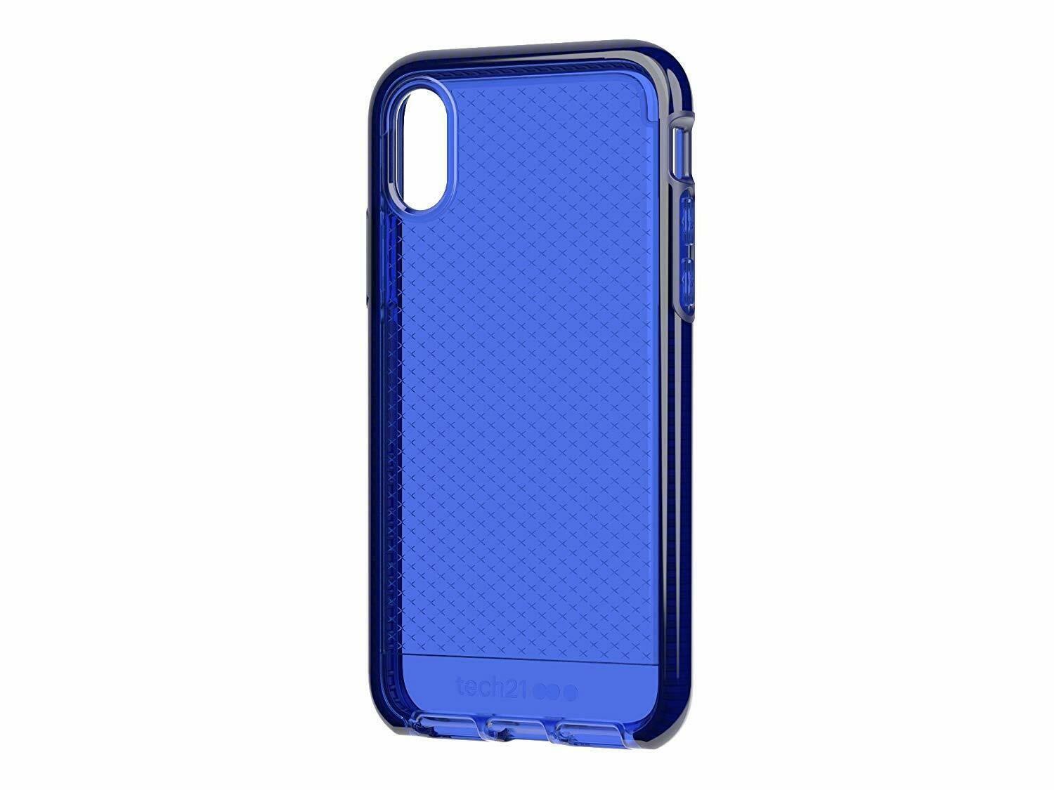 Tech21 Protective Apple iPhone XS Max Case Thin Patterned Back Cover with FlexShock - Evo Check - Midnight Blue