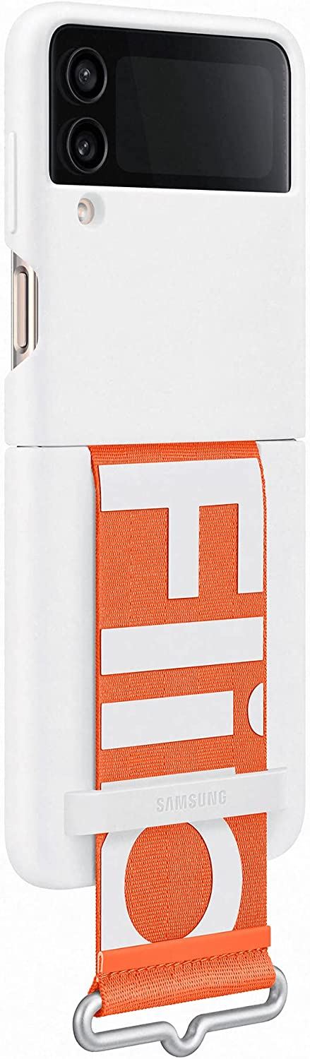 Official Samsung Galaxy Z Flip 4 Silicone Cover with Strap White - EF-GF721TWEGWW