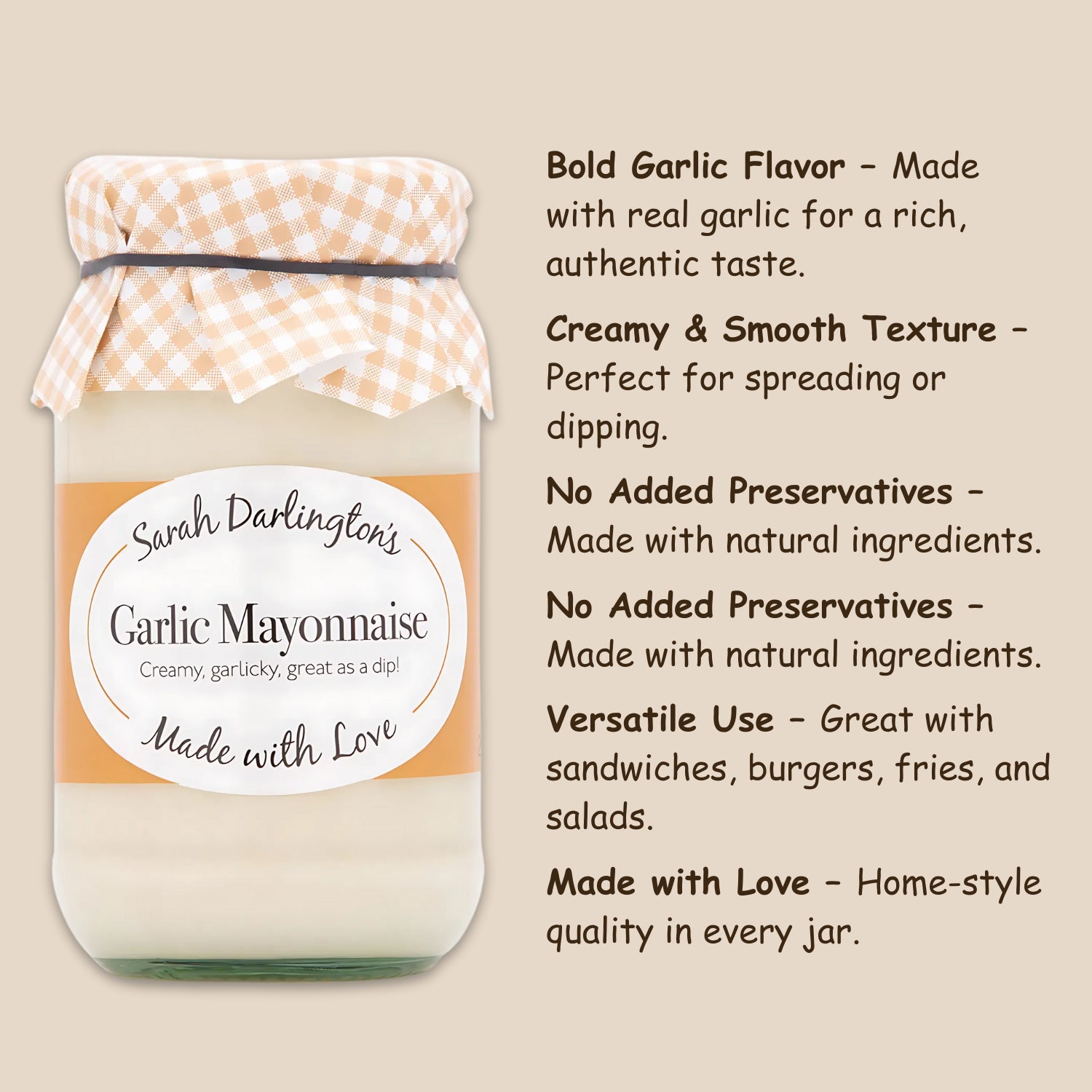 Mrs Darlington's Garlic Mayonnaise Creamy Dip and Spread, Paste - 250g