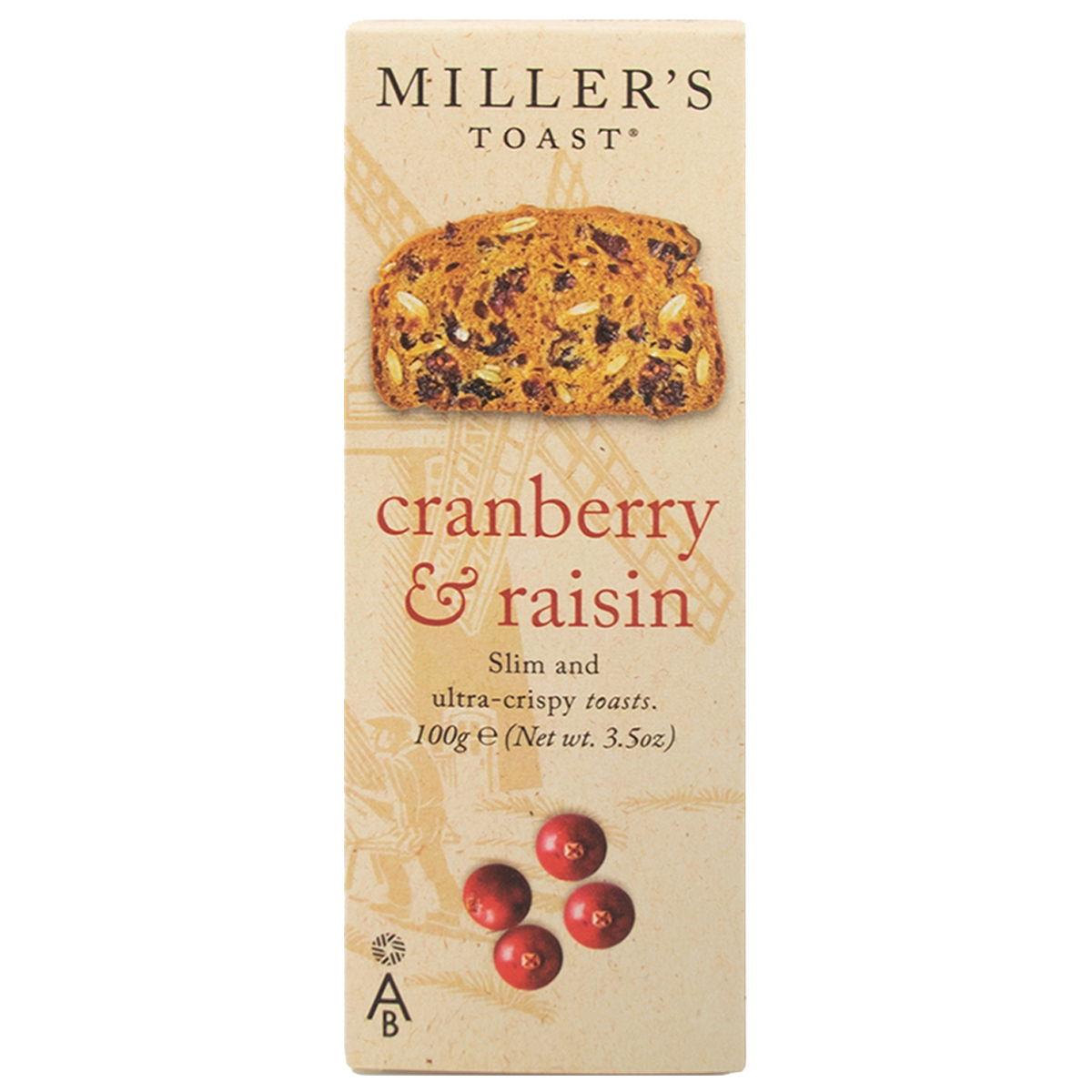 Miller's Toast Cranberry & Raisin Slim Ultra-Crispy Toasts - 100g
