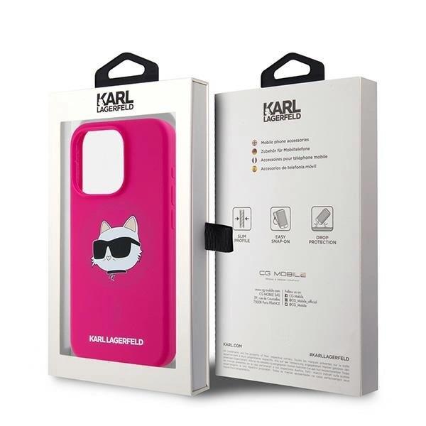 Karl Lagerfeld Choupette Head Silicone Case with MagSafe Case for iPhone 15 Pro Max 6.7" Pink - KLHMP15XSCHPPLF