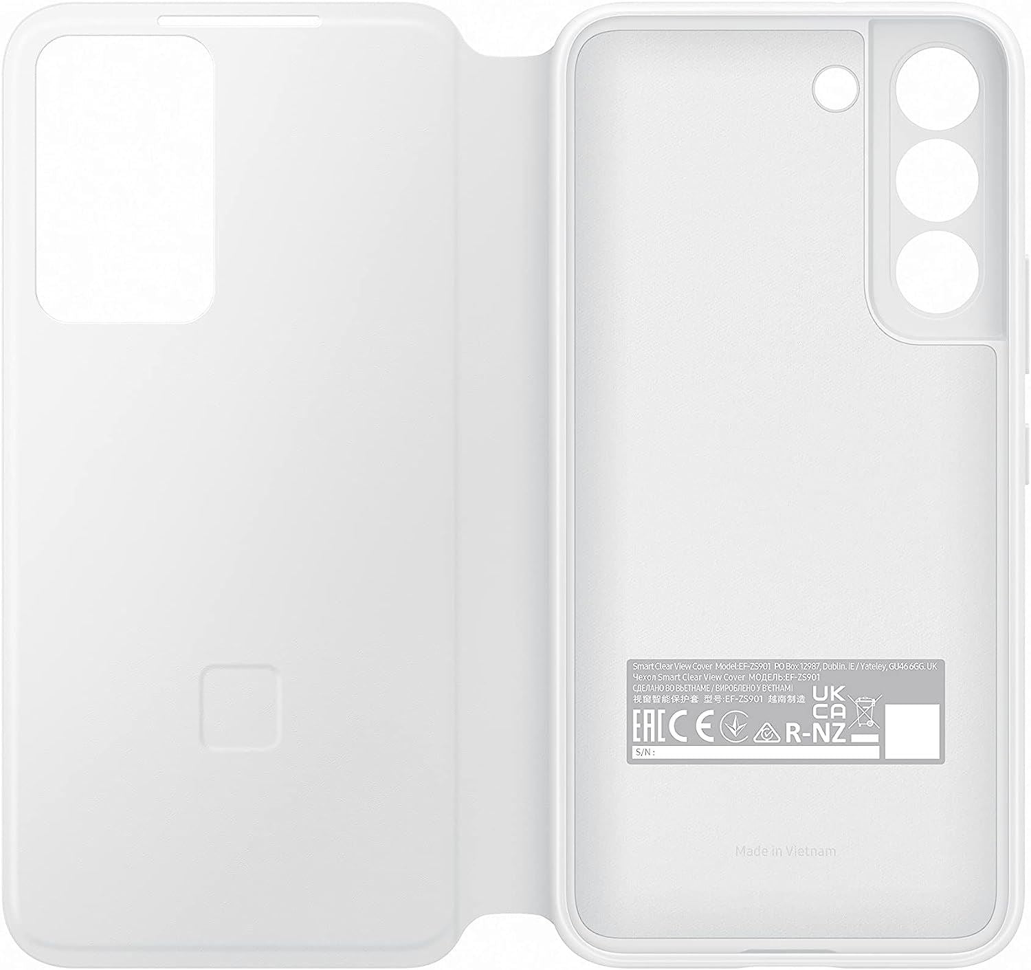 Official Samsung Galaxy S22 Smart Clear View Cover White - EF-ZS901CWEGWW