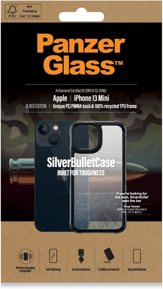 Official Panzer Silver Bullet Case for iphone 12 Mini 5.4" Clear/Black - 0318
