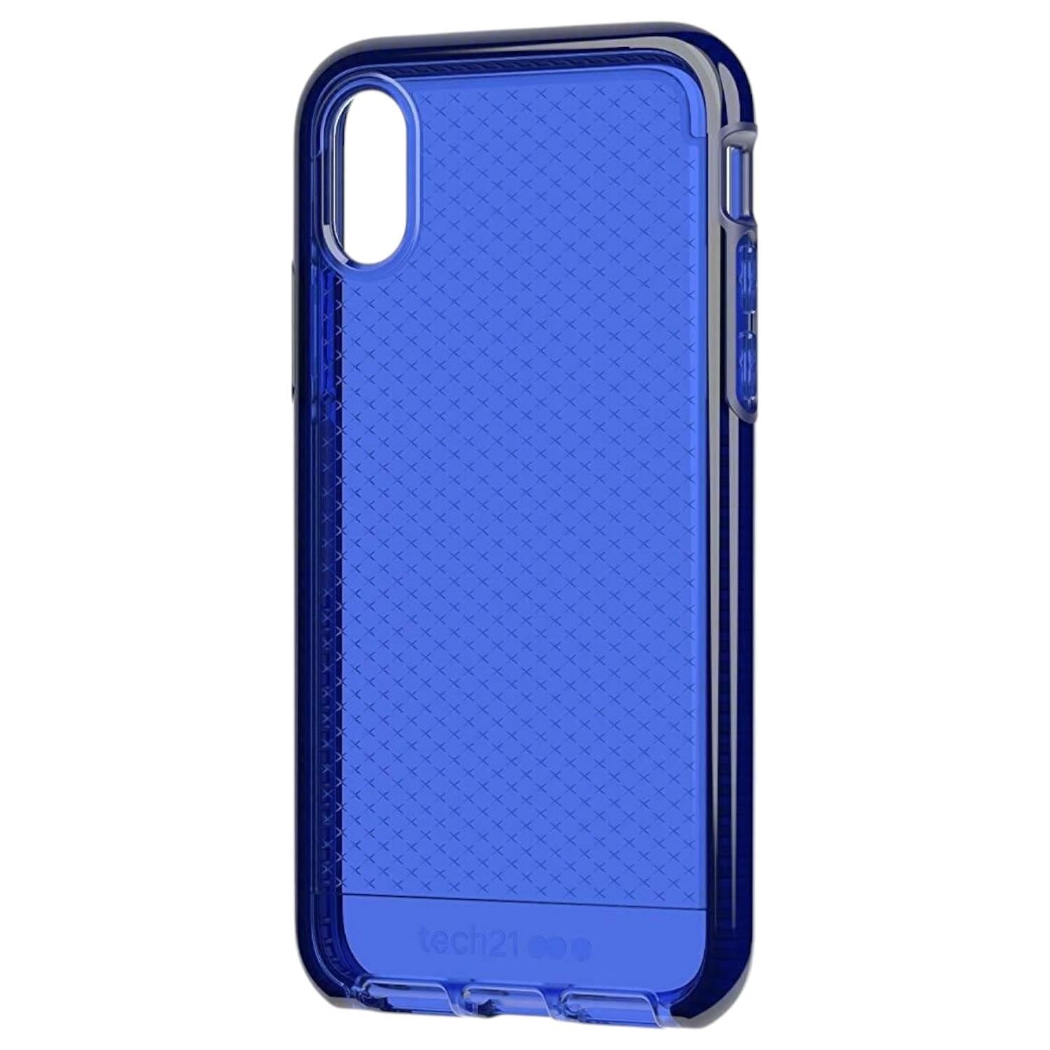Tech21 Protective Apple iPhone XS Max Case Thin Patterned Back Cover with FlexShock - Evo Check - Midnight Blue