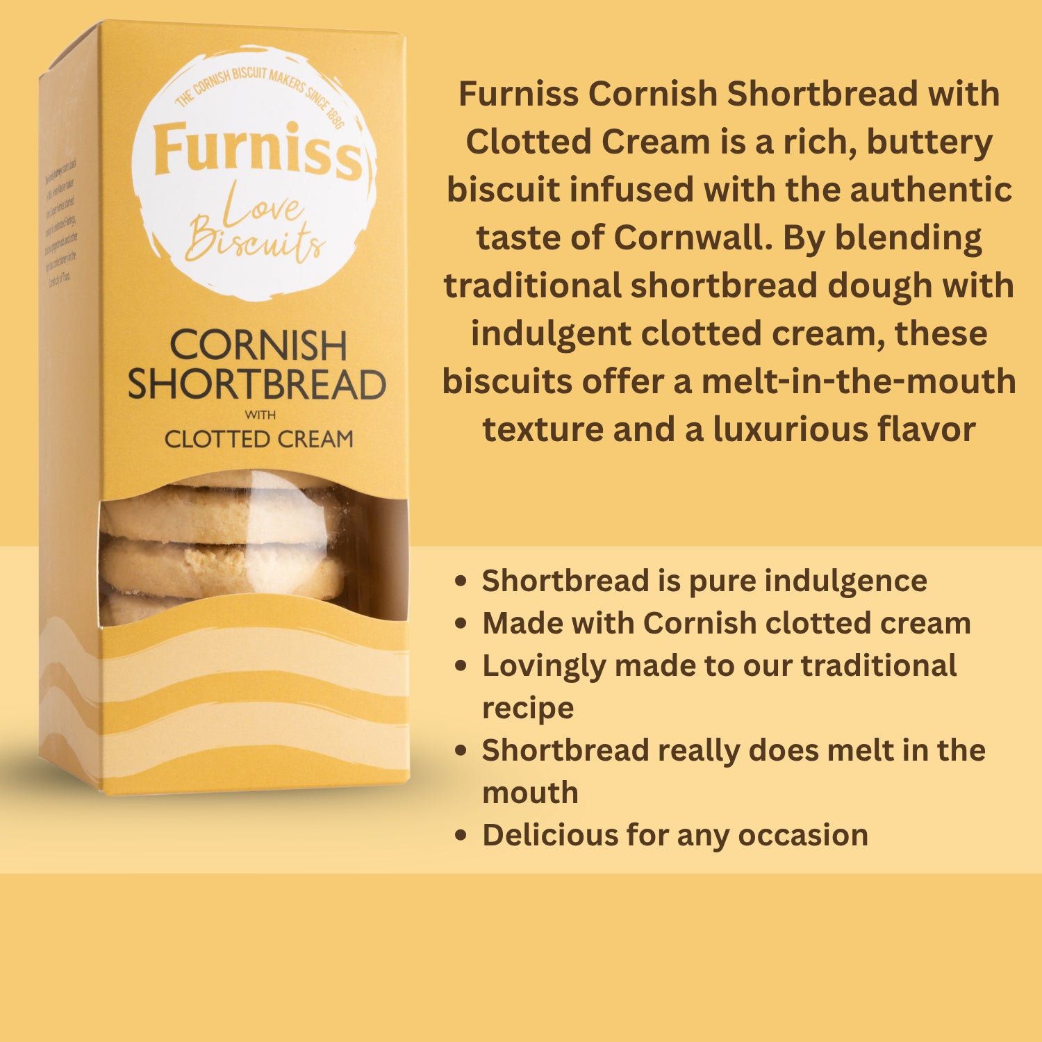 Furniss Cornish Shortbread & Clotted Cream Biscuits Rich, Buttery Flavor 200g