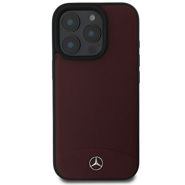 Mercedes Textured And Plain Leather Case with MagSafe for iPhone 16 Pro Max 6.9'' Red - MEHMP16X23RBARR