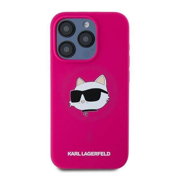 Karl Lagerfeld Choupette Head Silicone Case with MagSafe Case for iPhone 15 Pro Max 6.7" Pink - KLHMP15XSCHPPLF