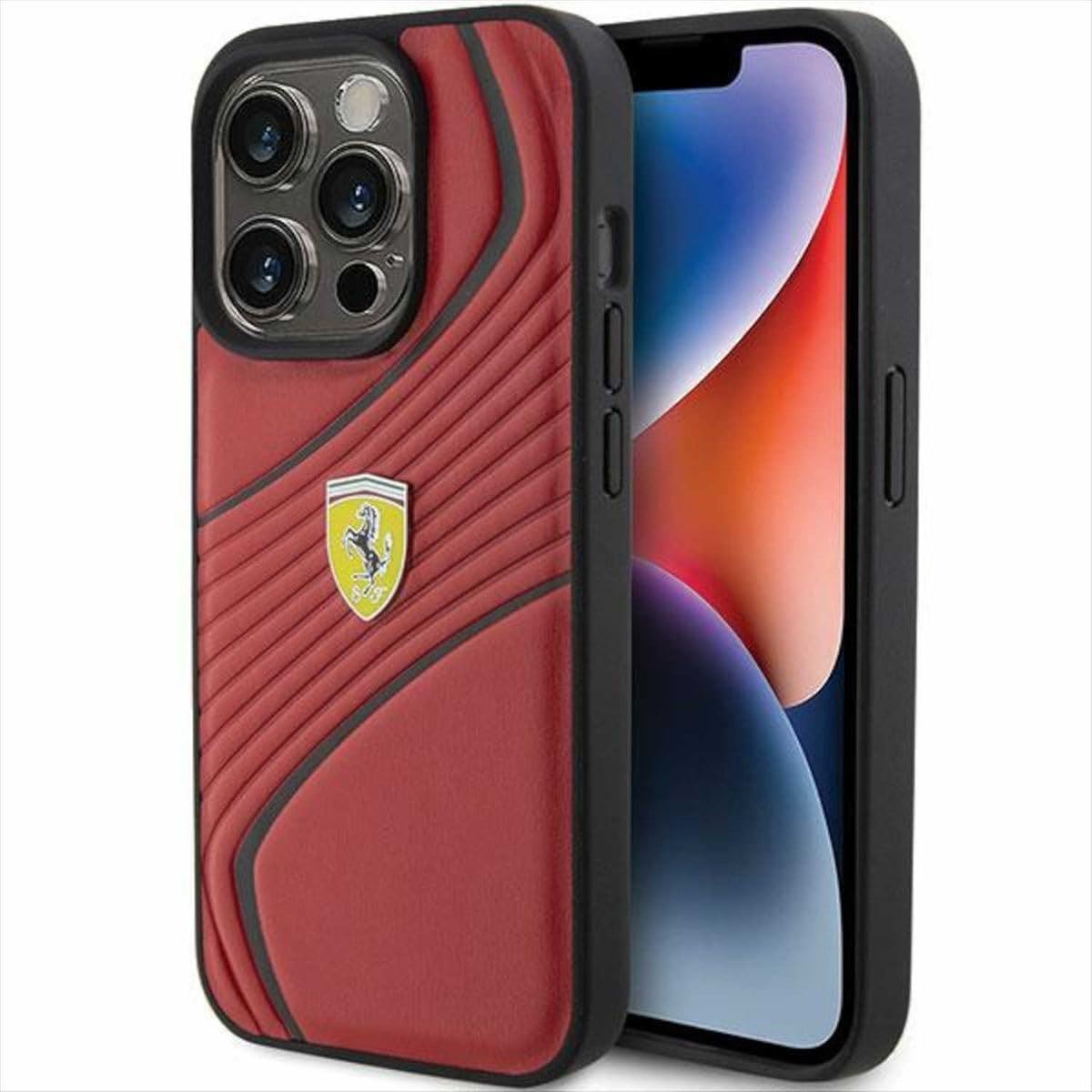 Ferrari Twist Metal Logo Case for iphone 15 Pro 6.1" Red - FEHCP15SPTWR