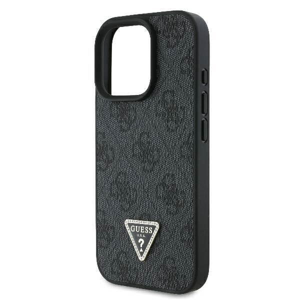 Guess Leather Metal Logo Strass Crossbody Case for iPhone 16 Pro 6.3" Black