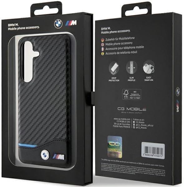 BMW Genuine Leather Carbon Case for Samsung Galaxy S24 6.2" Black - BMHCS24S22NBCK