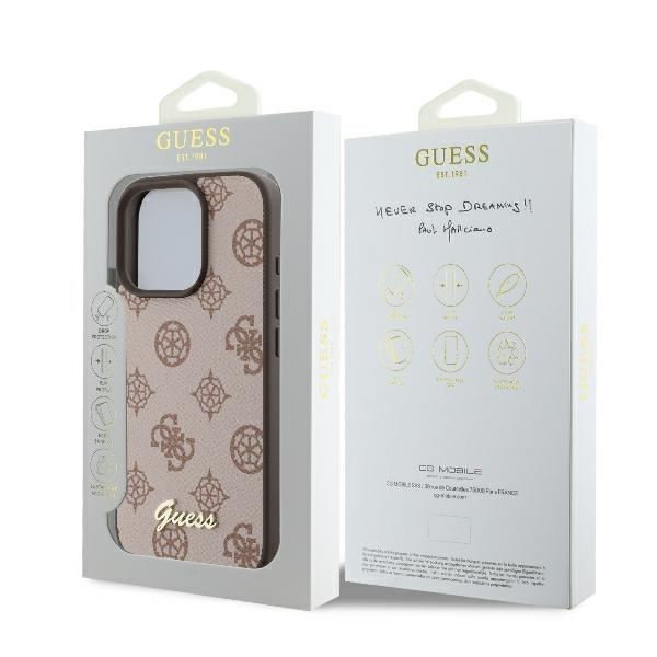 Guess Peony Script Logo Case with MagSafe for iPhone 16 Pro Max 6.9" Brown