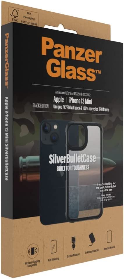 Official Panzer Silver Bullet Case for iphone 12 Mini 5.4" Clear/Black - 0318