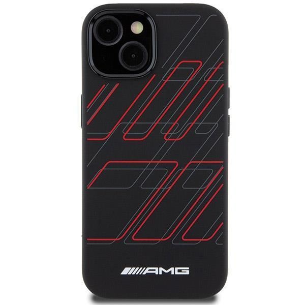 Official Mercedes AMG Large Rhombuses Pattern Silicone Case with MagSafe for iphone 15 6.1" Black - AMHMP15S23SSPK
