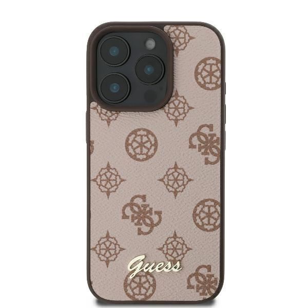 Guess Peony Script Logo Case with MagSafe for iPhone 16 Pro Max 6.9" Brown
