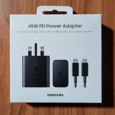 Samsung 45W USB C Mains Charger with 5 Amp Type C Cable Black UK Plug - EP-T4510XBEGGB