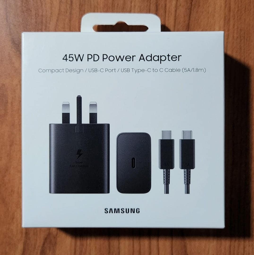 Samsung 45W USB C Mains Charger with 5 Amp Type C Cable Black UK Plug - EP-T4510XBEGGB
