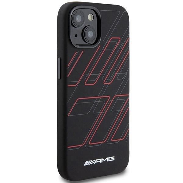 Official Mercedes AMG Large Rhombuses Pattern Silicone Case with MagSafe for iphone 15 6.1" Black - AMHMP15S23SSPK