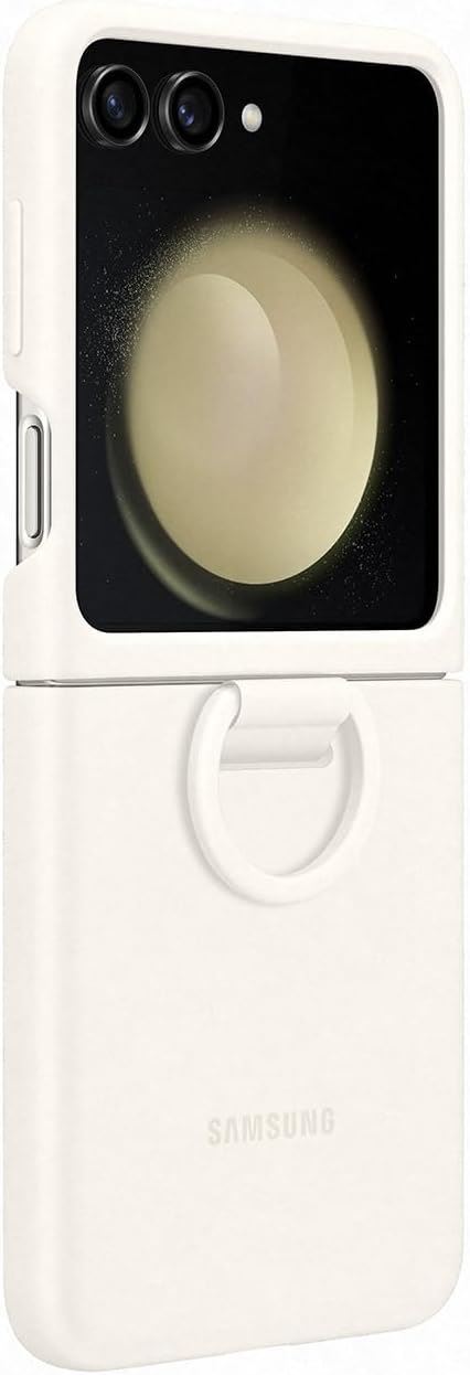 Official Samsung Galaxy Z Flip 5 Silicone Case with Ring Cream - EF-PF731TUEGWW