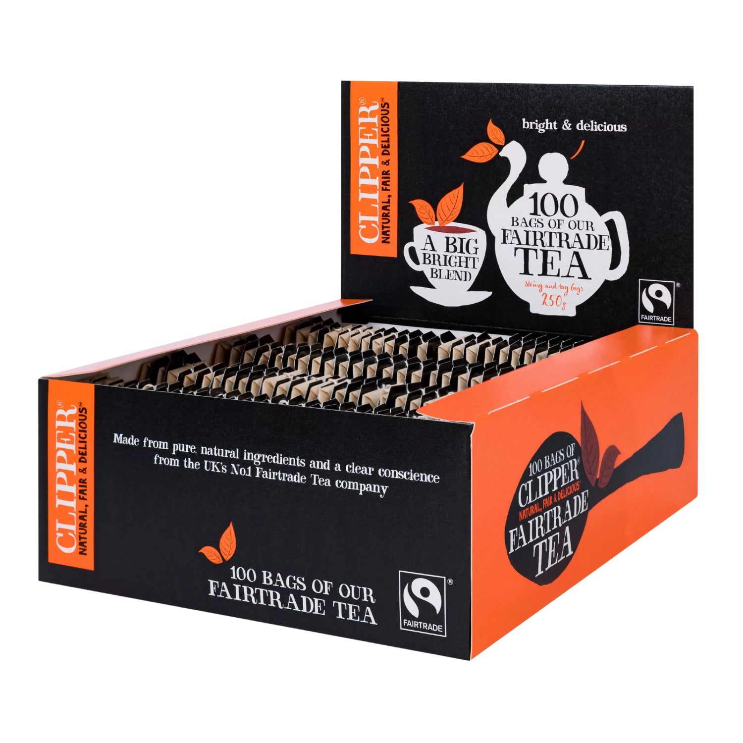 Clipper Tea Bags Fair Trade, Natural Tea String & Tag 100 Teabags
