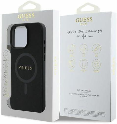 Guess Leather Saffiano Classic Logo Hardcase with MagSafe for iphone 16 Pro 6.3 Black - GUHMP16LPSAHMCK"