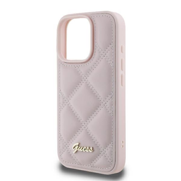 Guess Quilted Metal Logo Case for iPhone 16 Pro 6.3" Pink