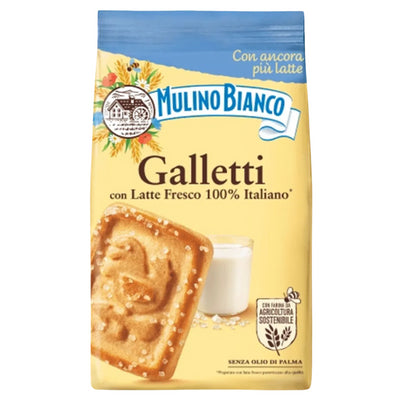 Mulino Bianco Galletti Italian Milk Biscuits, Biscotti Con Latte Fresco - 350g