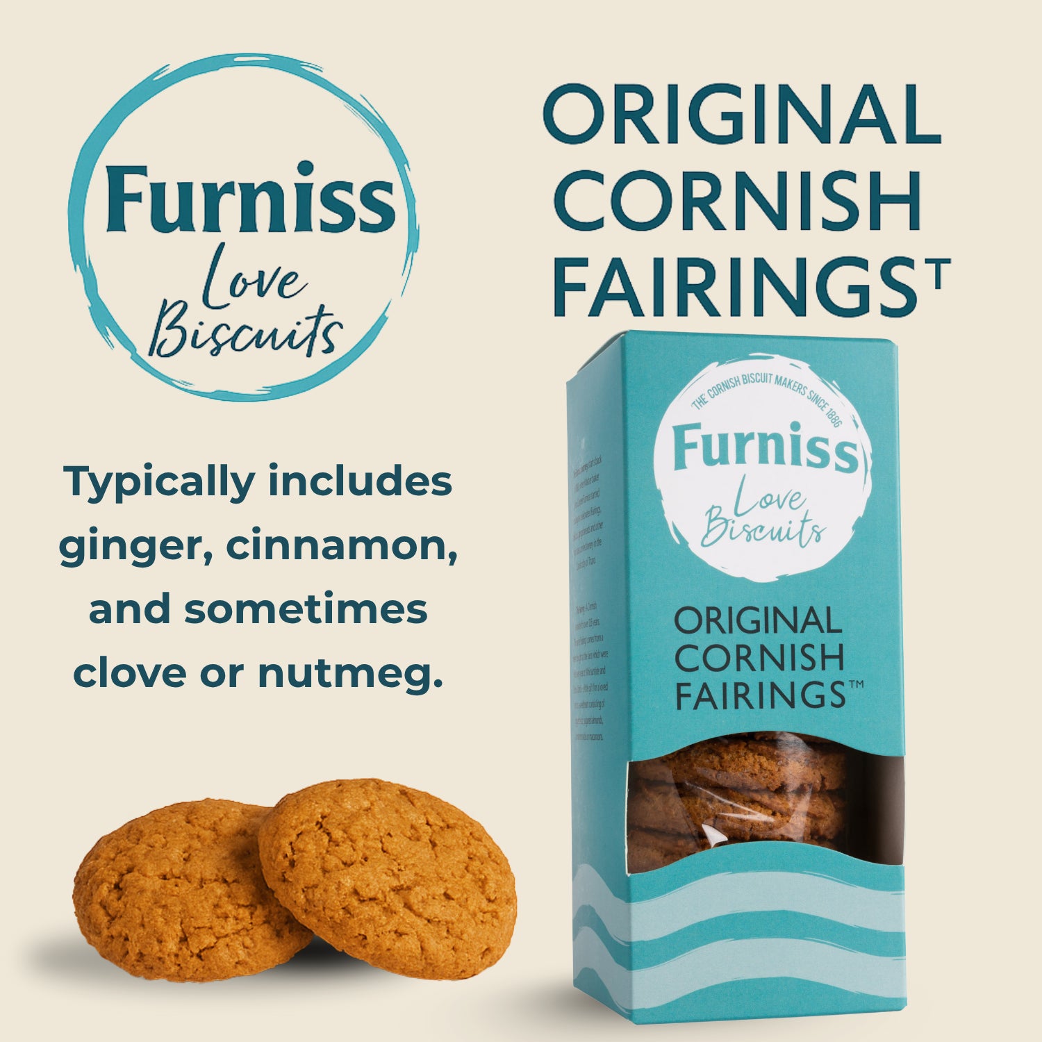 Furniss Original Cornish Fairings Flavour Crunchy Biscuits 200g - Pack of 1