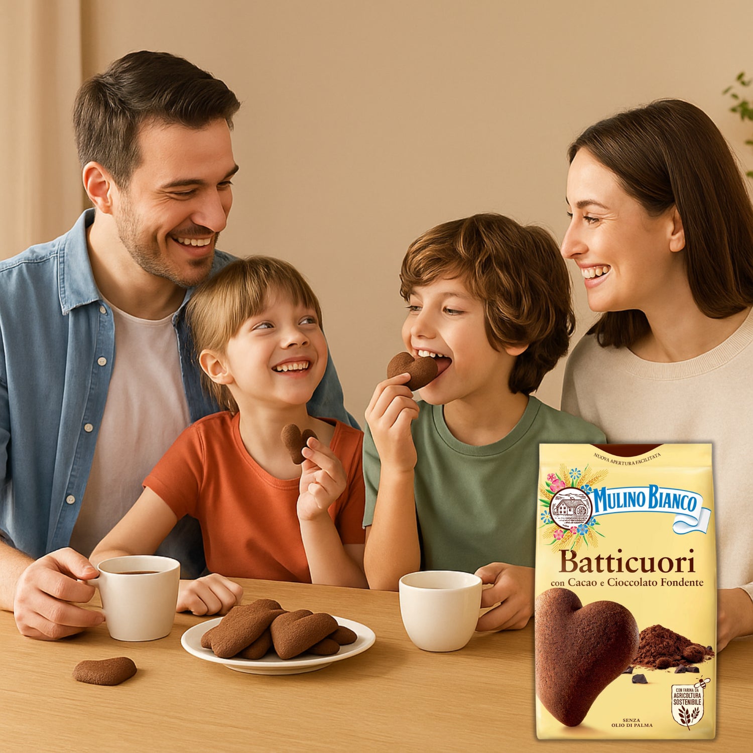 Mulino Bianco Batticuori Cocoa & Dark Chocolate Italian Cookies - 350g