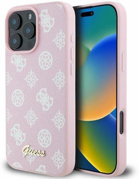 Guess Leather Saffiano Peony Classic Logo Hardcase with MagSafe for iphone 16 Pro Max 6.9 Pink - GUHMP16XPGPYSP"