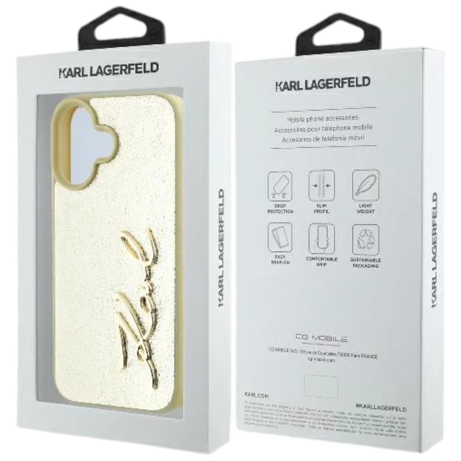Karl Lagerfeld Metal Signature Case for iPhone 16 6.1" Gold - KLHCP16SPFMFBKMD