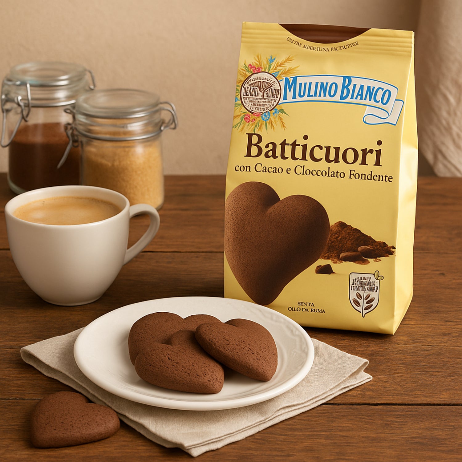 Mulino Bianco Batticuori Cocoa & Dark Chocolate Italian Cookies - 350g