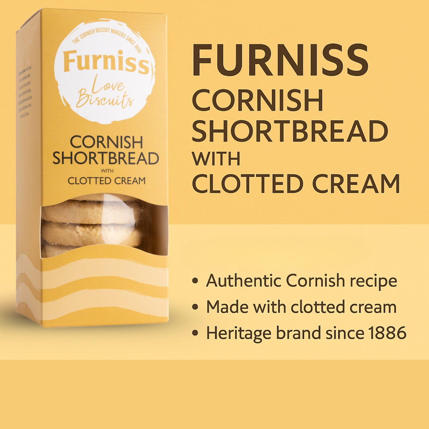 Furniss Cornish Shortbread & Clotted Cream Biscuits Rich, Buttery Flavor 200g