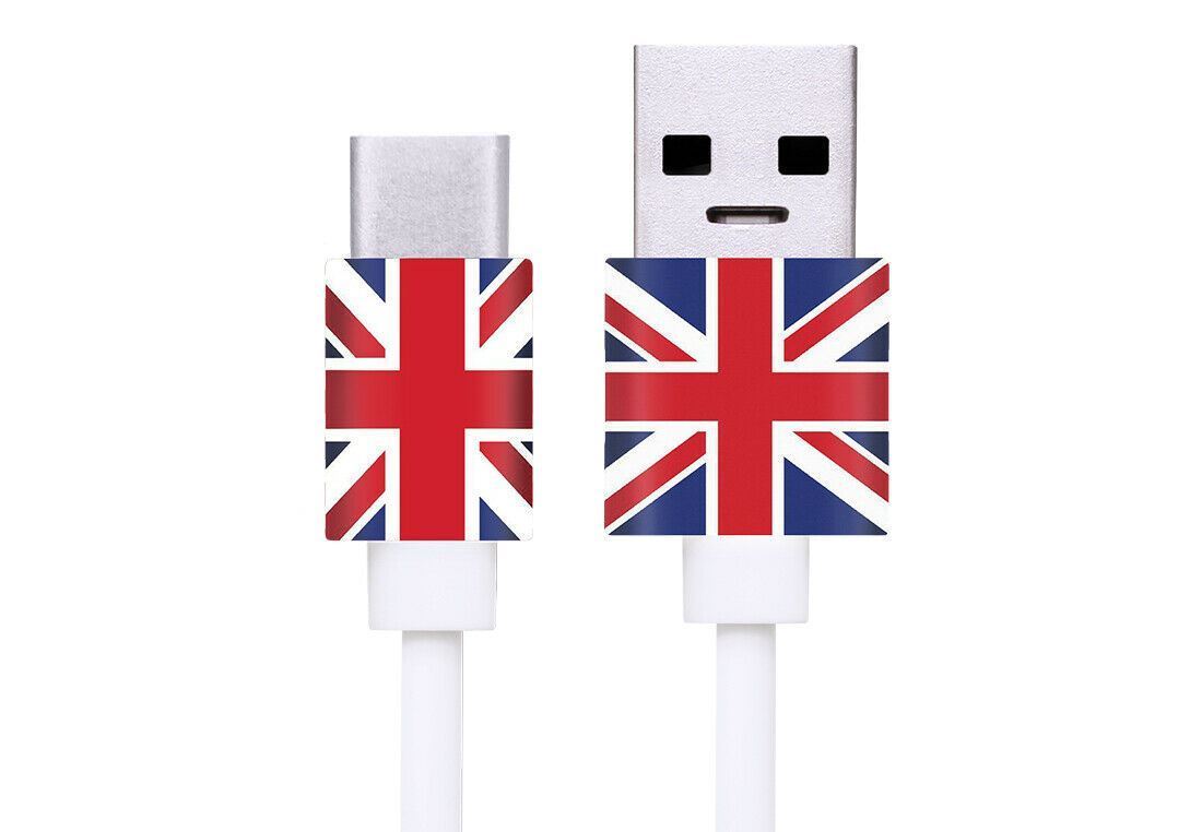 PhoneBuddy USB A to Type C Charging Cable UK Flag
