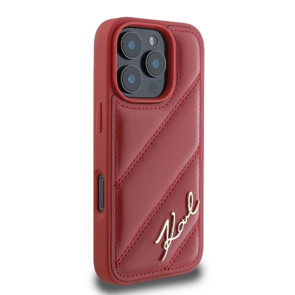 Karl Lagerfeld Quilted Signature Case for iPhone 16 Pro Max 6.9" Red